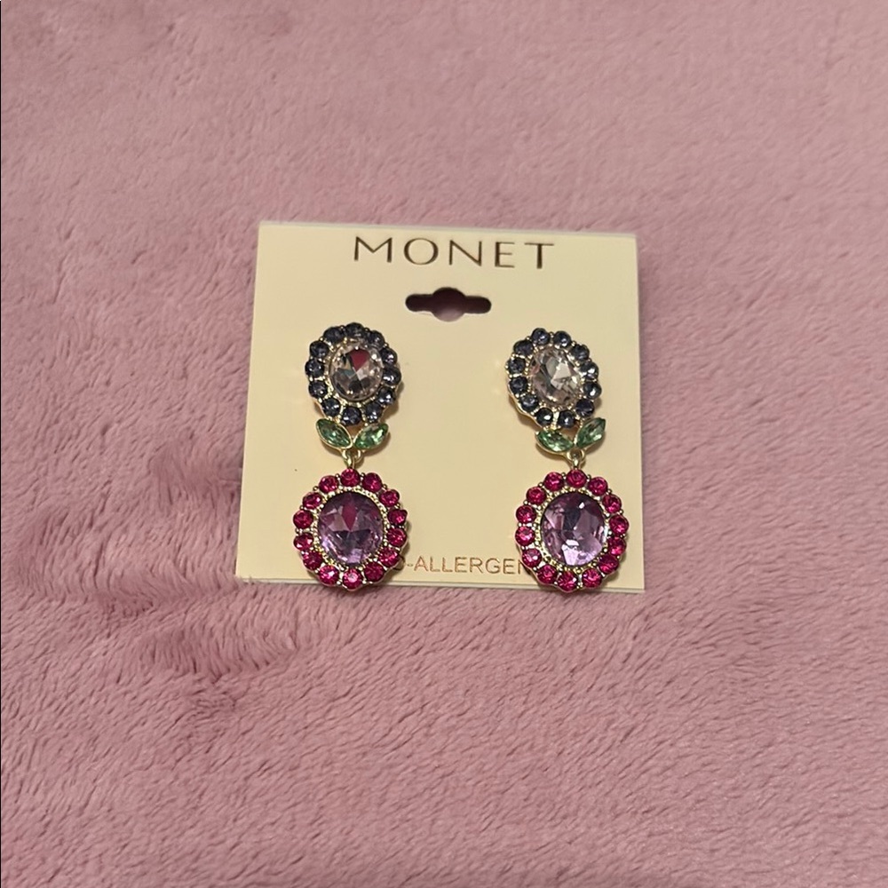 Monet Pink and Silver Vintage-Inspired Earrings